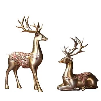 

2pcs Home Decor Deer Decoration Creative Couple Stylish Special Deer Decoration Deer Ornament For Wine Cabinet Living Room Home
