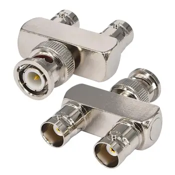 

2 Pieces BNC Splitter Adapter BNC Male to Dual BNC Female Tee Type 3 Way Audio RF Coax Connector