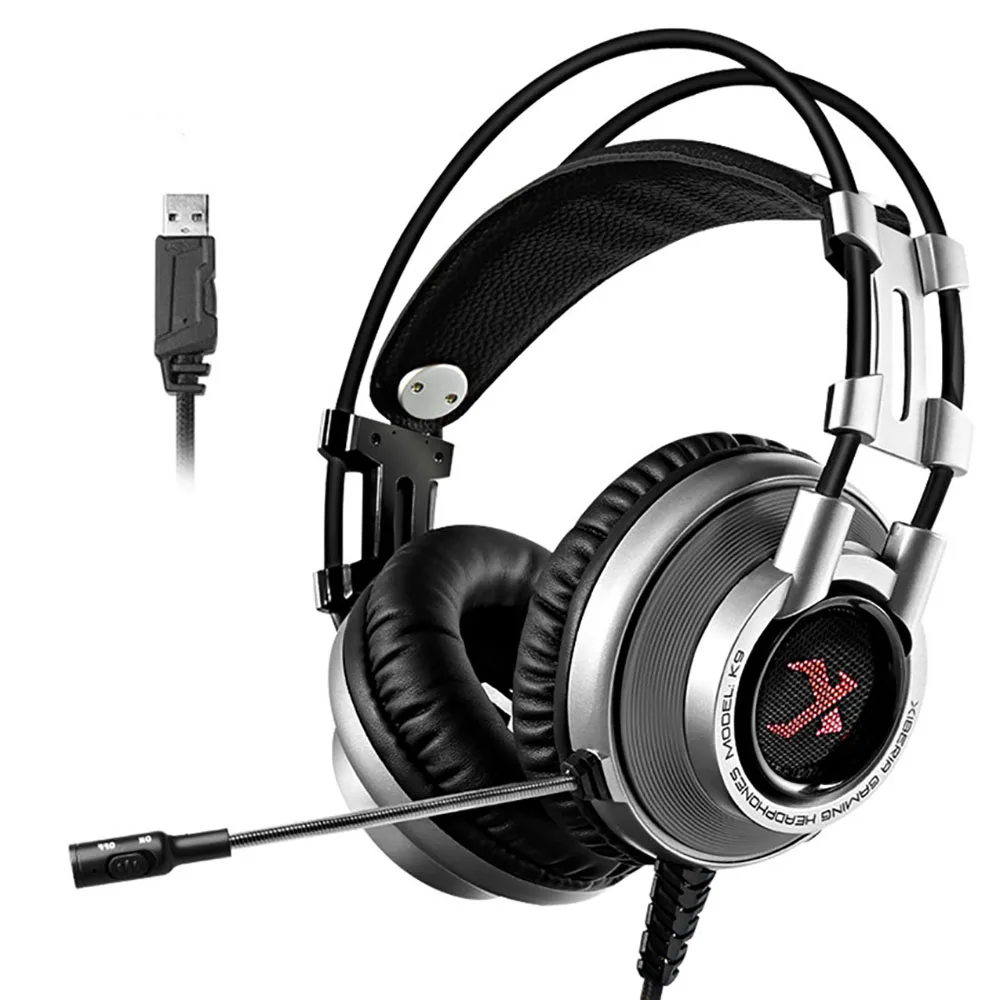 USB silvery Xiberia PUBG анкерные наушники с шумоподавлением Микрофон Winner курица ужин электронные спортивные Игровые наушники супер бас наушники - Цвет: USB silvery