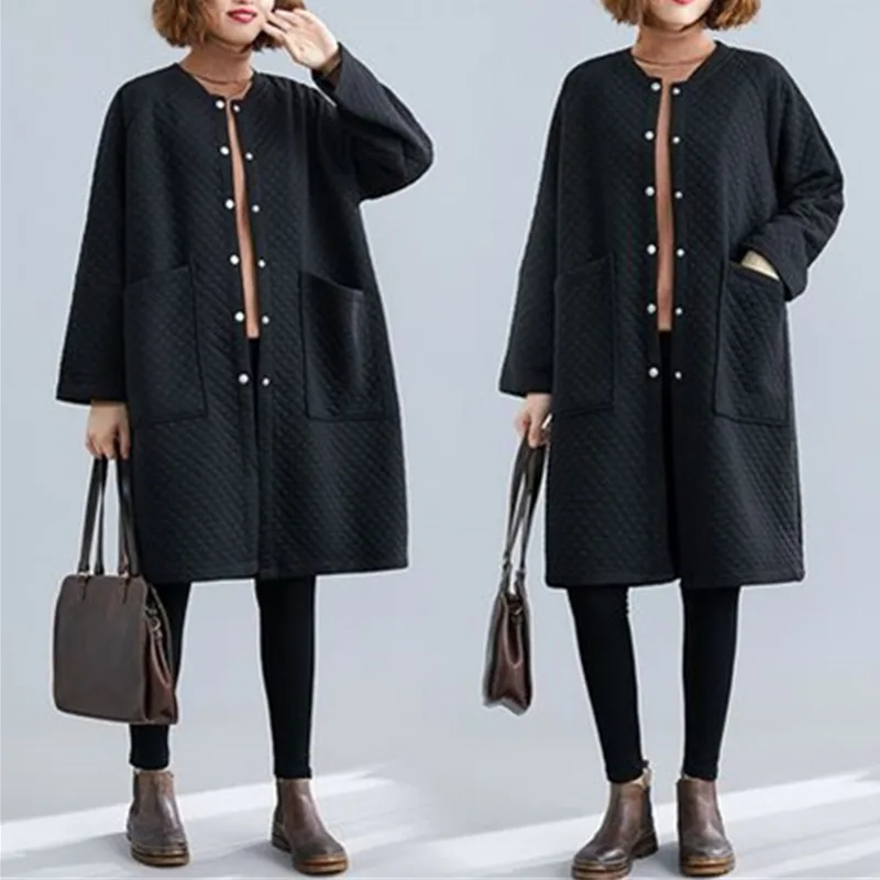 

Plus size Women's Trench coat Long 2020 Spring Autumn New Korean Fashion Loose Black Windbreaker Female Outerwear 3XL
