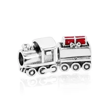 Трендовые серебряные бусины 925 пробы Рождественские Подвески с поездом, подходят к оригинальным браслетам Pandora, Женские Ювелирные изделия DIY