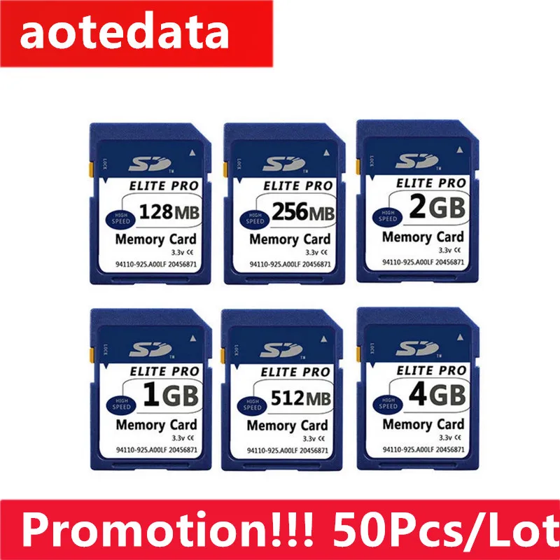 50 шт./лот оригинальная SD-карта 2 Гб 1 ГБ 512 МБ 256 Мб 128 памяти безопасная цифровая