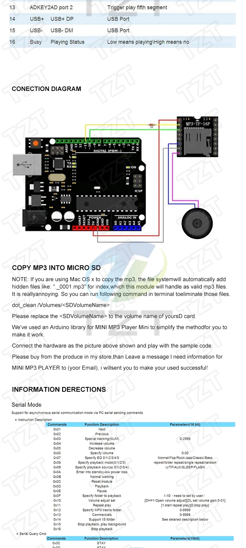 Модуль мини MP3-плеера TZT WTV020 GPD2846A | AliExpress