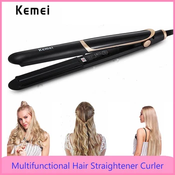 

Kemei multifunctional hair straightener Curler Hair Negative Ion Infrared hair flat iron plancha de pelo