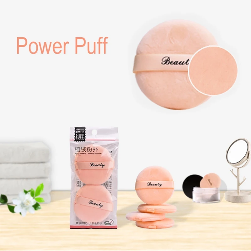 2pcs BB Cream Flocking Cosmetic Puff Soft Skin-friendly Makeup Sponge Powder Puff Makeup Tool Dry Wet Dual Use*.w