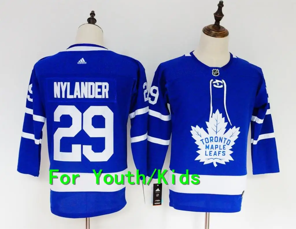 Молодежная вышивка прошитая Toronto Maple#34 Auston Matthews 31 Frederik Andersen 91 John Tavares 16 Mitchell Marner детская футболка - Цвет: 10
