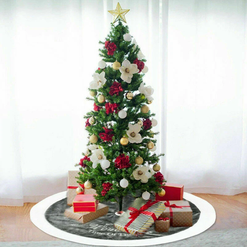 

90cm Plush Christmas Tree Skirt Snowflake Festive Home Xmas Tree Decor J99Store