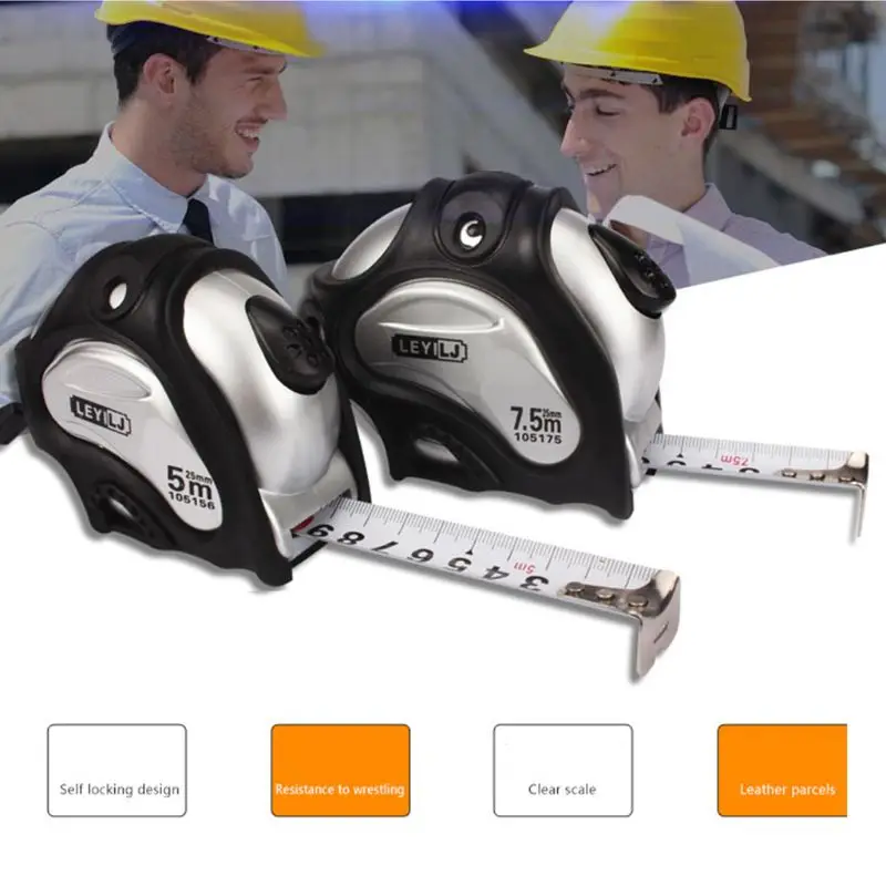 Metric Retractable Measuring Tape Steel 3m 5m 7.5m Scale Self-locking Wear-resistant Industrial Grade ABS Steel Ruler