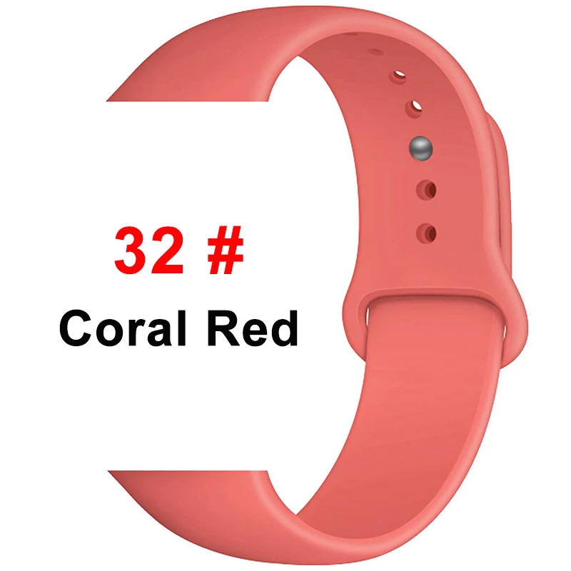 32 Coral red Ремешок для Apple Watch 38 мм 42 мм iWatch 4 3 2 1 ремешок 44 мм 40 мм спортивный силиконовый ремень браслет для Apple Watch 5 Аксессуары - Цвет ремешка: 32 Coral red