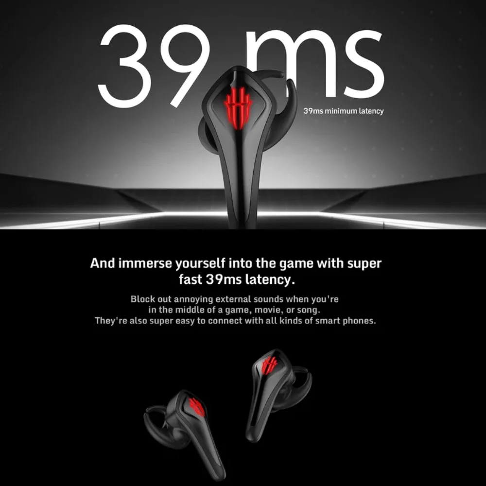 2025 TWS Gaming Earphone For Nubia RedMagic 7 7Pro 5G Wireless Bluetooth Redmagic Cyberpods 4-16 hours battery life 5