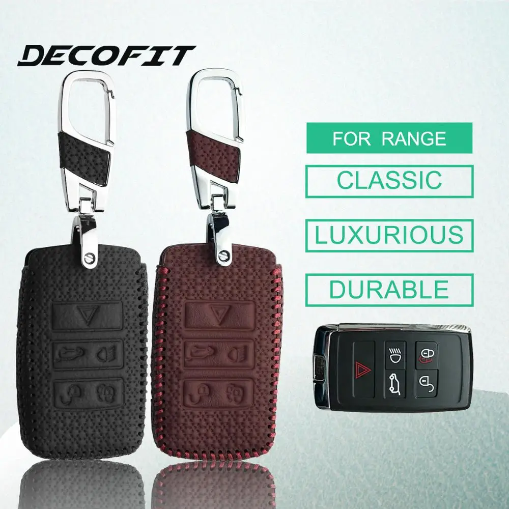 

Leather Car key Case for for Range Rover Velar Discovery 5 Jaguar E-Pace Sport Evoque Accessories Styling Remove Case Keychain
