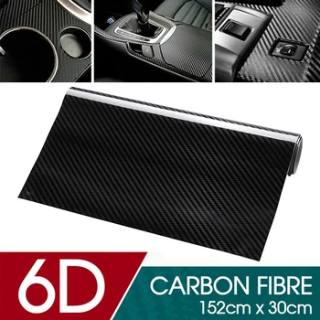 

1pcs 152*30cm Carbon Fiber Car Styling Wrap Film Car Hood Trunk Roof Door Handles 6D Glass Vinyl Film Sticker
