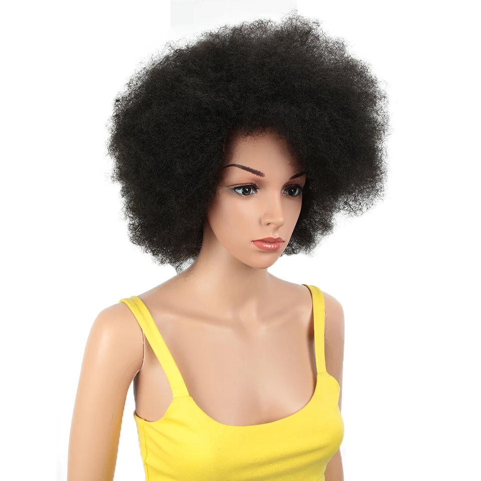 Магические волосы 10 дюймов афро парик для женщин Африканский темно-коричневый черный красный цвет Yaki прямой короткий парик Синтетический Косплей волос