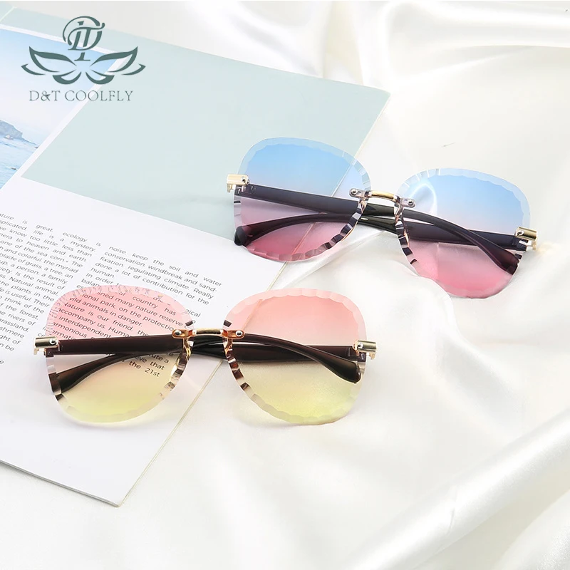 

D&t New Fashion Frameless Sunglasses Elegant Metallic Candy-colored Rimless Sun Glasses Trendy Decoration Women Sun Glass