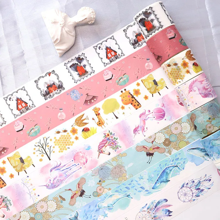 Fantasy ocean Forest Aniamls Feather Crane Cherry Japanese washi tape diy decoration for scrapbooking masking adhesive | Канцтовары для
