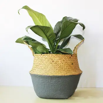 

4 Sizes European Style Woven Plant Pots Folding Laundry Storage Basket Garden Balcony Room Wicker Basket Straw Pots Home Decor