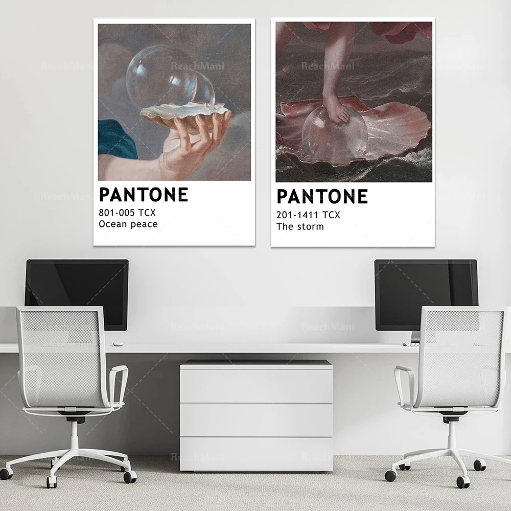 Poster Pantone Ocean, Stampa Oceano, Stampe Moda Pantone, Poster Estetico, Poster Pantone Retrò, Rosa, Decorazione Poster Shell