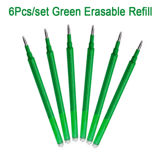 8Pcs/Set Erasable Gel Pen 0.7mm 0.5mm Bullet Tip Blue Black Red Ink Refill Rods 8 Color Writing Drawing Painting Washable Handle 6Pcs Green Ink