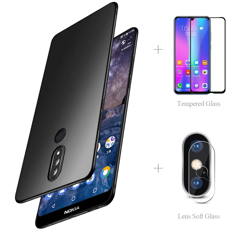 

Matte Back Cover Case + Full Tempered Glass + Camera Protector For Nokia 6 7 Plus 8 X5 X6 X7 5.1 Plus 6.1 8.1 4.2 X71