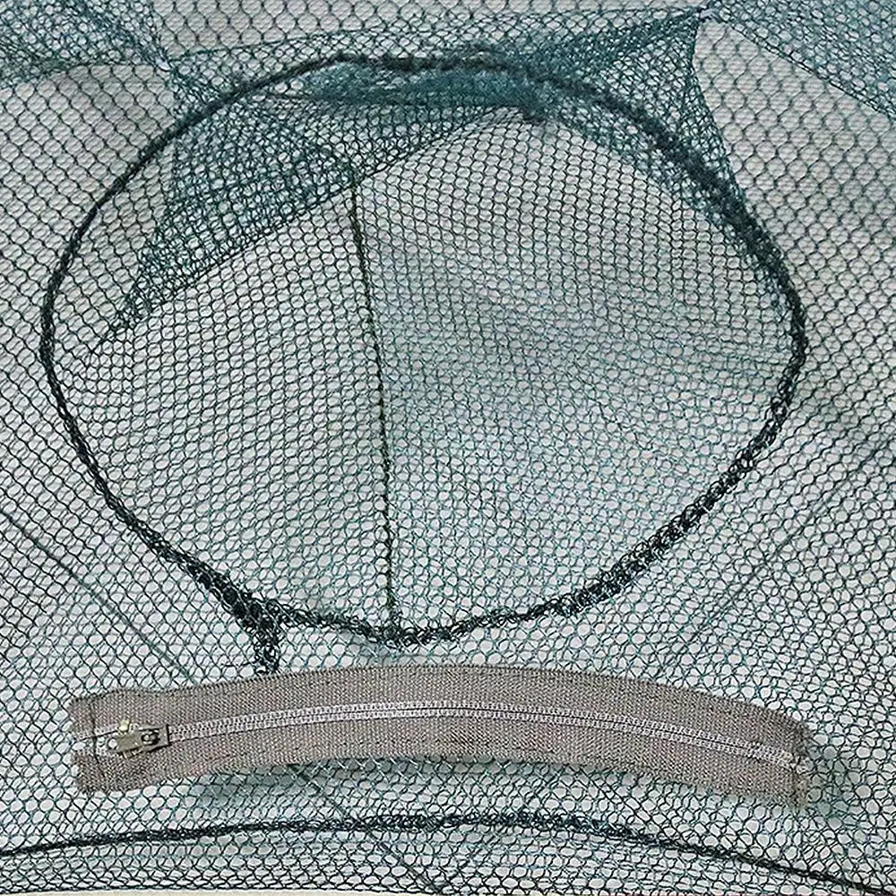 Portable Shrimp Cage Fishing Cage Green Fish Bag Hand Throw Net Fishing Net Durable 12 Holes Practical