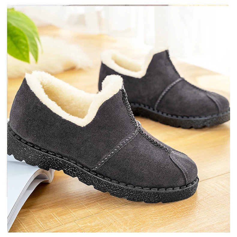 UPUPER Women Winter Shoes Cotton Slip-On Shoes Women Loafers Casual Flats Warm House Shoes Female Soft Bottom Flats Fur