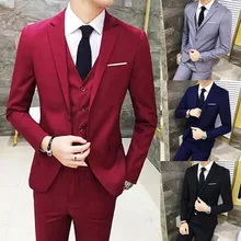 Men Suits Korean Style Male Slim Suit set Casual Coat Three-piece PlusSize Wedding Business Men Formal Suit Vest Blazer Pants