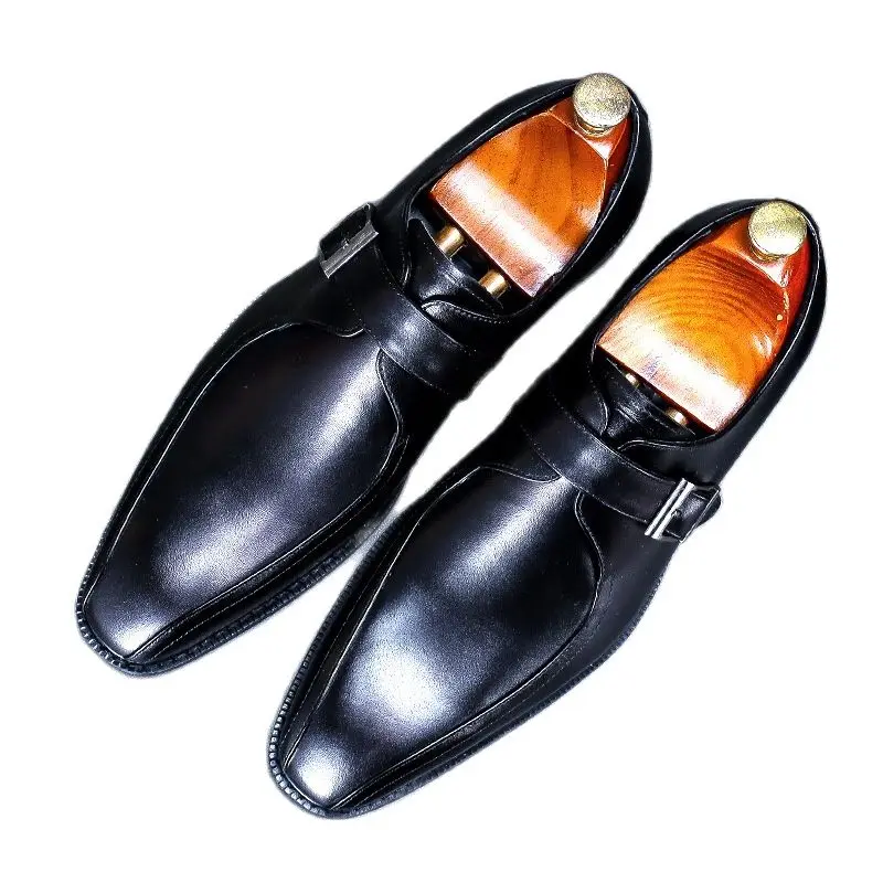 

68122 Casual Buckle Slip-on Leather British Trend Business Formal Wear Buckle Men's Shoes