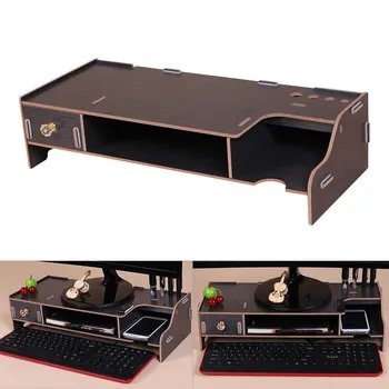 

Monitor Stand Computer Laptop Phone Support Multi-function Wooden Detachable Assemble Stand With Storage Drawer Installation Nov