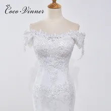 Специальный Жемчуг Бисероплетение Кружева Русалка Свадебные платья чистый белый, цвета айвори с коротким рукавом качество невесты платье Свадебные платья WX0032