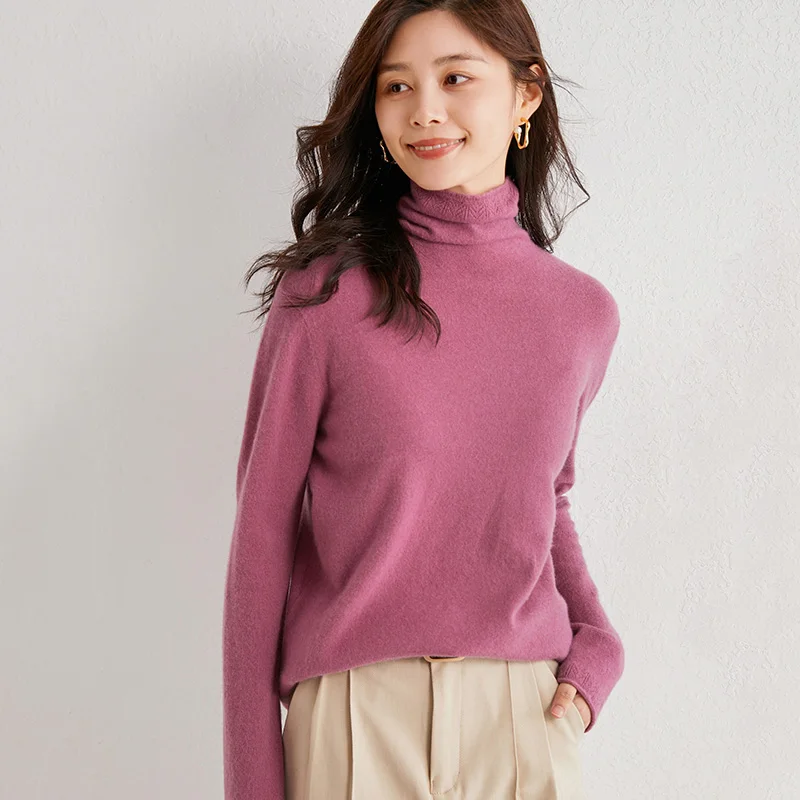 

adohon 2020 woman winter 100% Cashmere sweaters and autumn knitted Pullovers High Quality Warm Female thickening Turtleneck