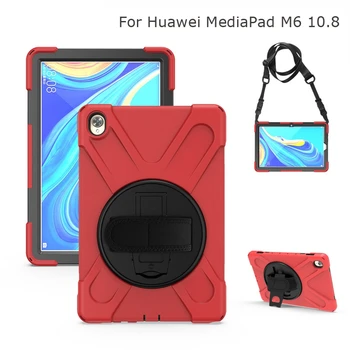 

For Huawei Mediapad M6 10.8 360 Rotating Heavy Duty Armor with Hand or Shoulder Strap Case Kids Hybrid Shockproof Stand Cover