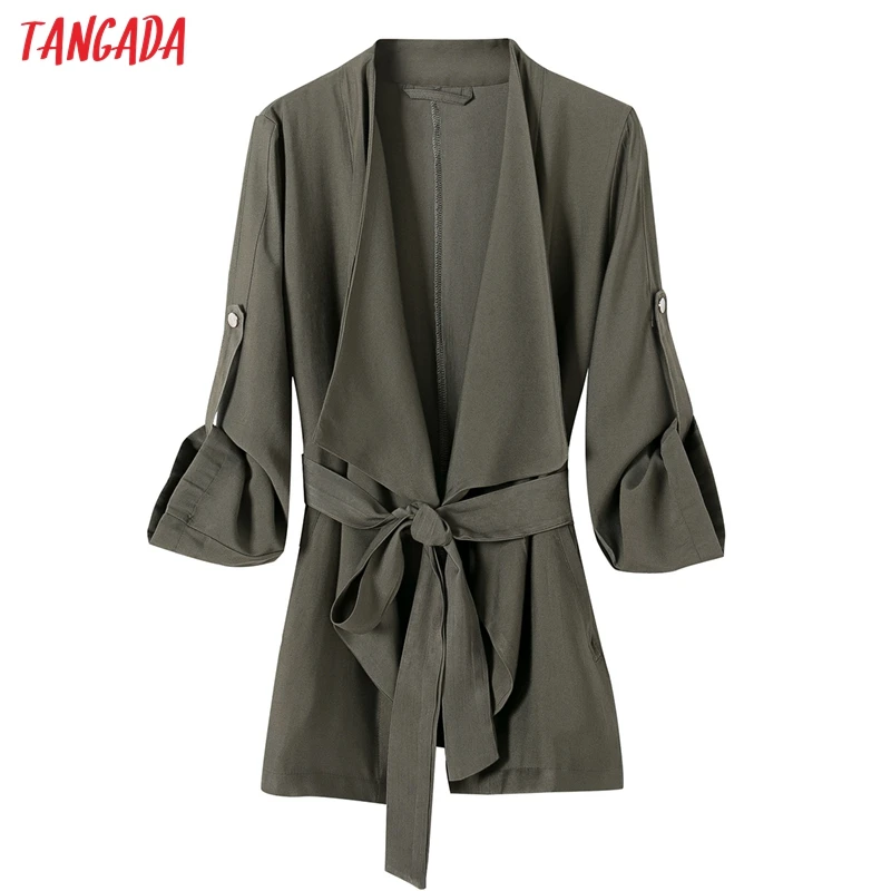 Tangada women solid oversized trench coat 2020 autumn fashion elegant ladies high street loose outwear tops 4H03