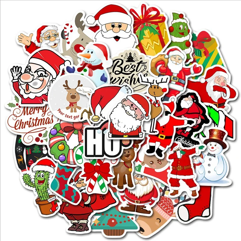 

50PCS Christmas Cartoon Graffiti Stickers DIY Skateboard Guitar Laptop Luggage Fridge Phone PVC Decal Sticker Kid Classic Toys