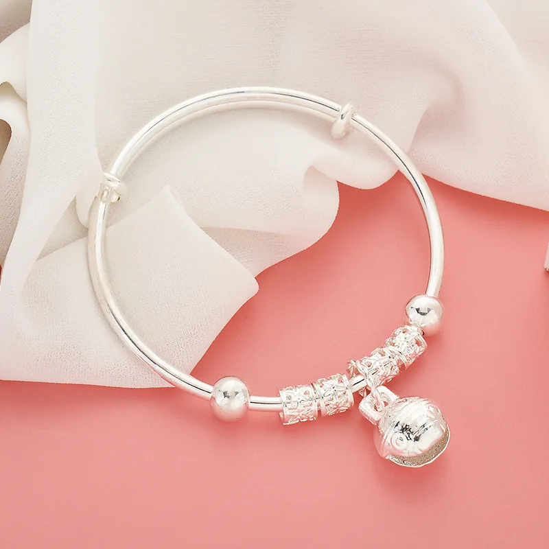 Модный браслет серебристого цвета, браслет, резной цветок-колокольчик, браслет для женщин, девушек, на день рождения, ювелирные изделия, браслеты, подарок