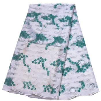 

African Beaded 3D Tulle Lace Fabric 2020 High Quality French Lace African French Stones Lace Fabric Nigerian Embroidery Tulle