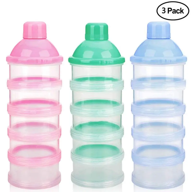 Детский дозатор для сухого молока, Штабелируемый контейнер для хранения для кормления ребенка, 3 упаковки - Цвет: Colorful