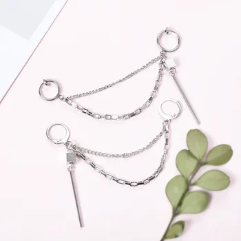 

Kpop Kim Tae Hyung the Same Ear Chain Earrings Leaf Multilayer Tassel Earrings for Men and Women Fashion Metal Accessories Gift