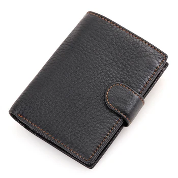

Soft Genuine Leather Simple Fabala Durable Button Wallet Multiple Card Slots