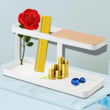 

Multi-purpose Storage Rack Simple Organizer Natural Wood Steel Phone Watch Collect Shelf Household Storage Accessories
