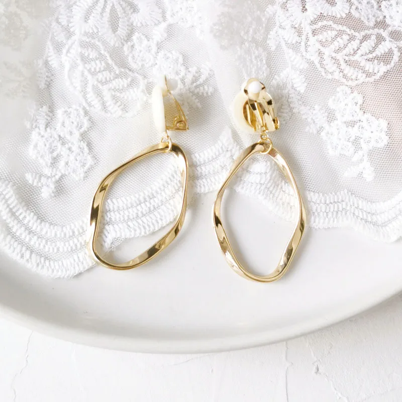 Серьги Carvejewl, простые, необычные, клипса геометрической формы, модные, темпераментные, круглые серьги из полимеров, Женские аксессуары для девочек - Окраска металла: CLIP