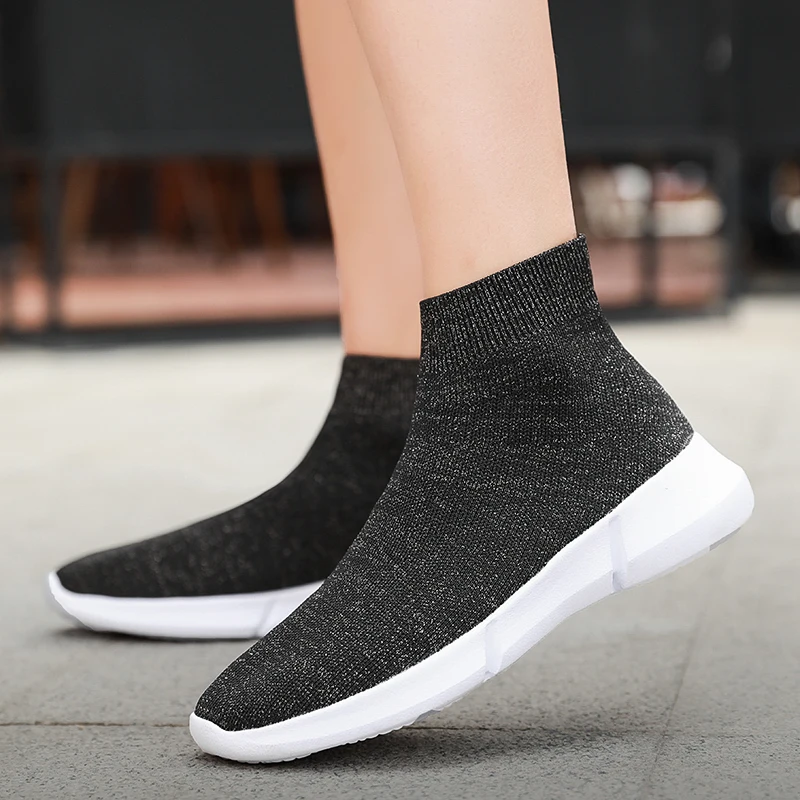 Женская обувь из эластичной ткани женские носки ботинки дышащие кроссовки с