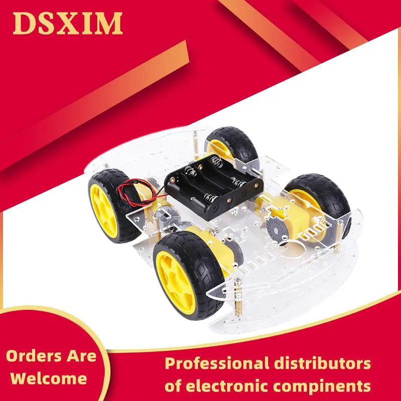4WD Robot Car Chassis Kit with Speed Encoder TT Motor Acrylic Board Ultrasonic Module Avoidance Tracking Smart | Электронные