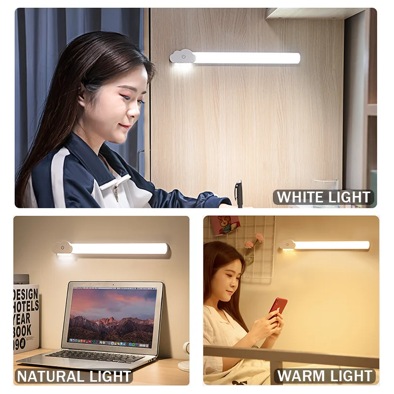 LED Gece Lambası Asılı Manyetik Kademesiz Karartma Kablosuz USB Şarj Dolap Mutfak Yatak Odası Duvar Lambaları Okuma Masası lambası_voghion.com