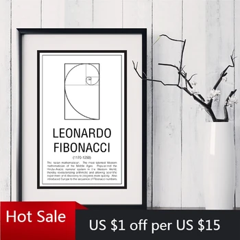 

Math Print Maths Education Poster Mathematician Fibonacci Modern Wall Art Canvas Painting Picture Gift Home Wall Decor Room Deco