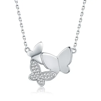

Xiaojing 100% 925 Sterling Silver Sparkling Zircon Three Butterfly Pendant Necklace Fashion Jewelry for Women Gifts Free Ship