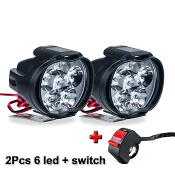 

1 Set Of 6LED Motorcycle Spotlights Plastic Auxiliary Headlamp Waterproof Dust-Proof General Switch Scooter Fog Spotlight