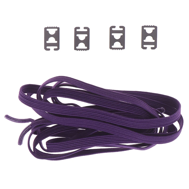 Purple Новое поступление, 1 пара новых эластичных лент 105 см без галстука, шнурки для ленивых, эластичный резиновый шнурок с пряжкой - Цвет: Purple