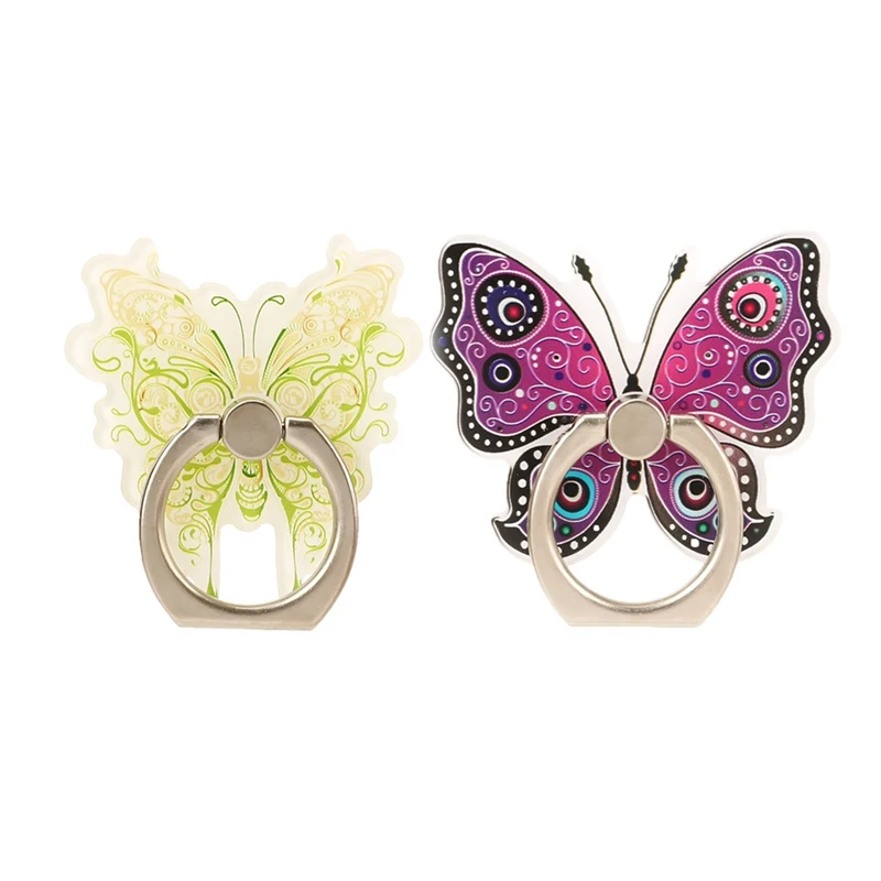 

Universal Butterfly Finger Ring Socket Phone Holder For All Phone Desktop Stand Acrylic Mobile Phone Holder Stand Bracket