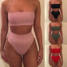 Весна и лето пляж без бретелек Сплит полиэстер 4 цвета купальники движение два комплекта Тур Мода сексуальный 3 Размеры