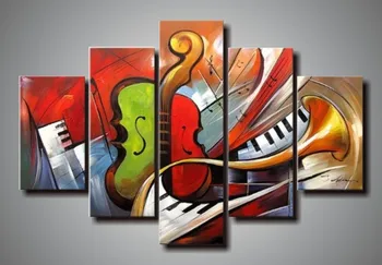 

Handmade Wooden Framed Abstract Music Painting Modern Canvas Panel Wall Art Stretched and Decoration for Home Living Roo